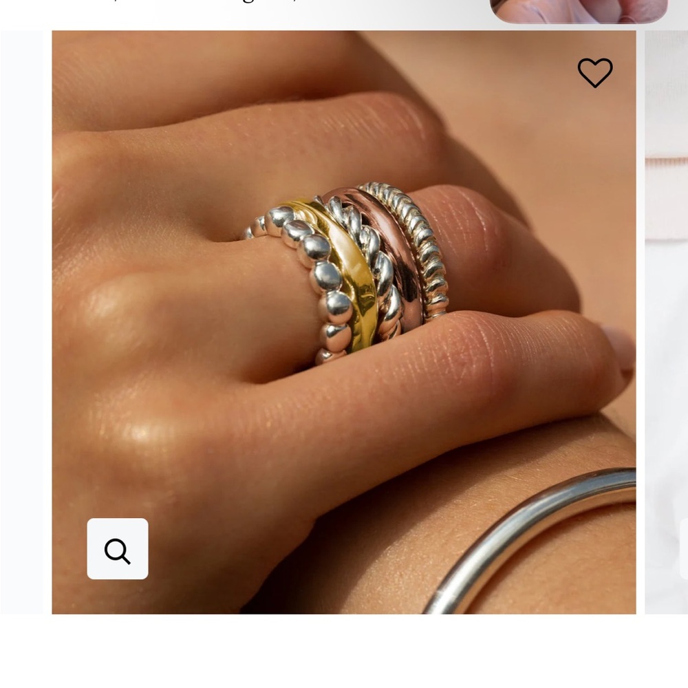 Chic Silver, Gold, and Rose Stacked Rings